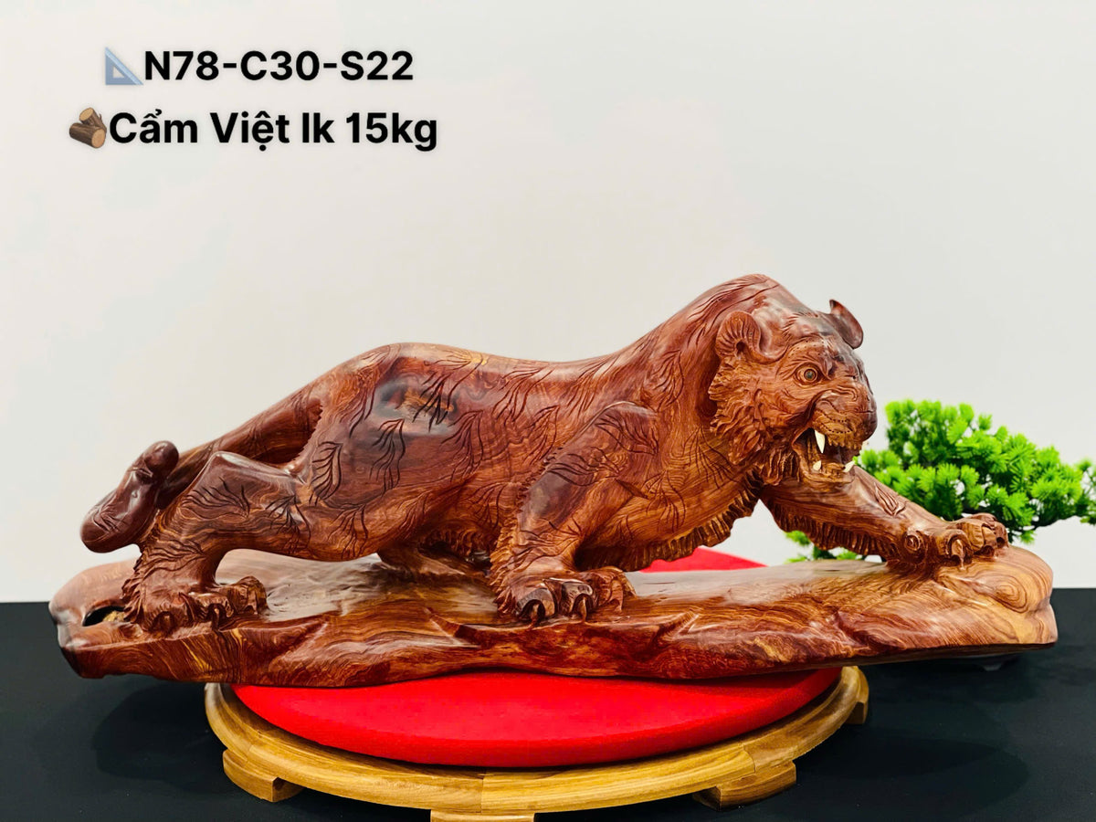 Tượng Mãnh Hổ Gỗ Cẩm Lai - Hàng To Đẹp