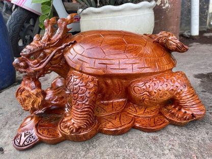Long Quy Tượng Rùa Hóa Rồng Gỗ Hương Ta Gia Lai - Kích Thước 48x30x38cm