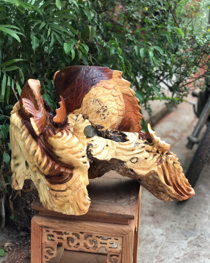 Cá Chép Vờn Ngọc - Gỗ hương