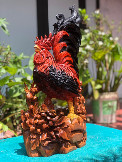 Tượng Gỗ  Nhất Kê - Hàng Chạm Tay Sắc Nét Sơn Màu PU