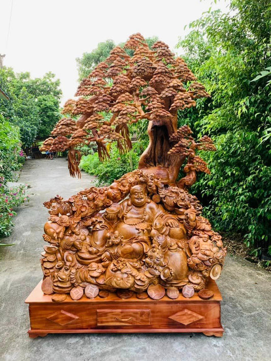 Di Lặc Ngồi Gốc Tùng Kính Thước Khủng Cao 2 mét