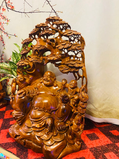 Tượng Di Lặc Gốc Tùng Hương Ta - Kích Thước Cao 55cm