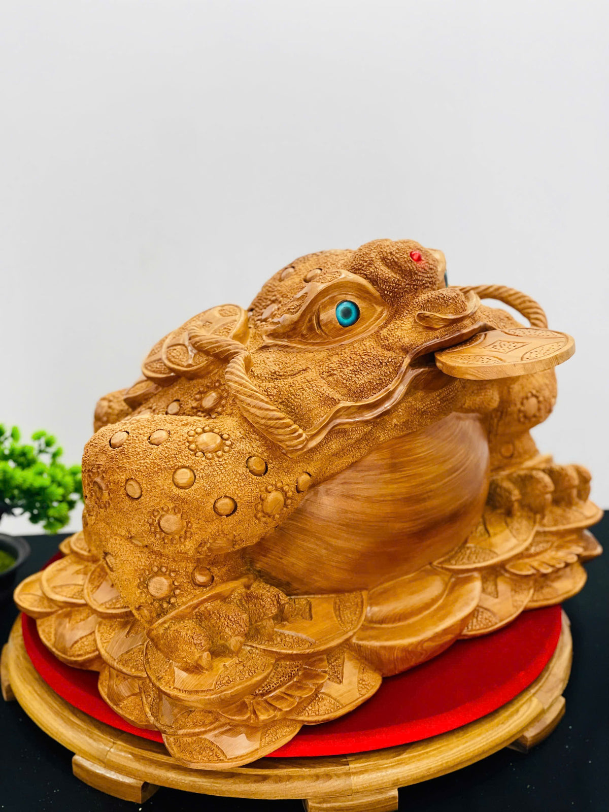 Cụ Cóc Thiềm Thừ Tài Lộc Gỗ Ngọc Am - Linh Vật Phong Thủy Cao Cao 38cm