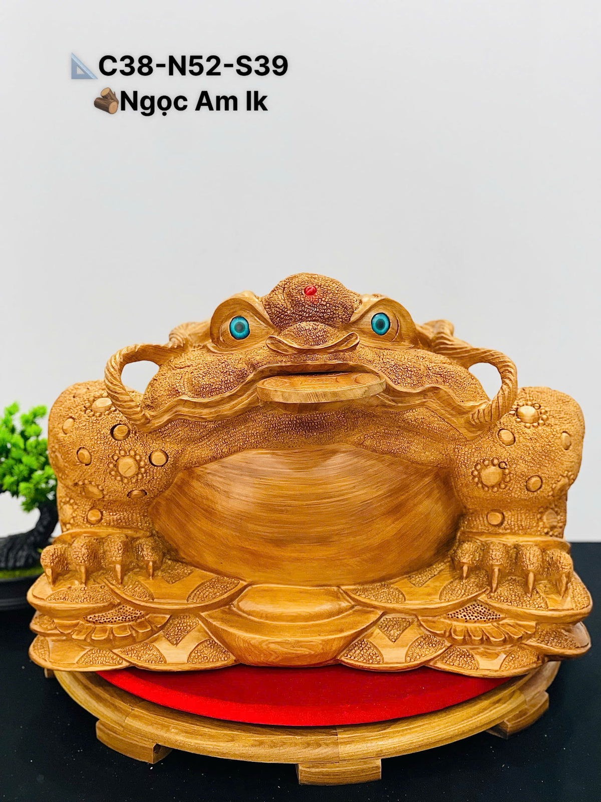 Cụ Cóc Thiềm Thừ Tài Lộc Gỗ Ngọc Am - Linh Vật Phong Thủy Cao Cao 38cm
