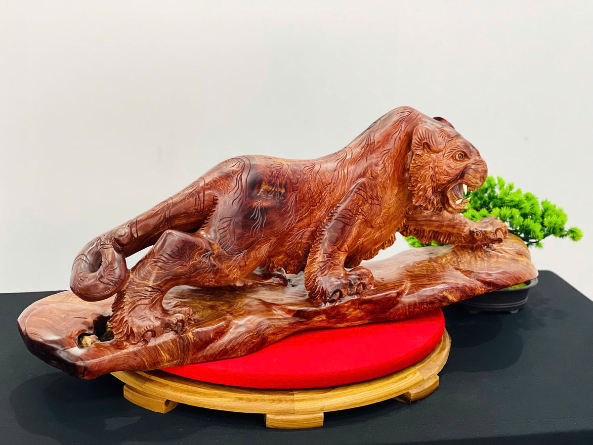Tượng Mãnh Hổ Gỗ Cẩm Lai - Hàng To Đẹp