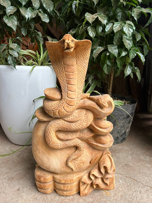 Tượng Linh Vật Rắn Tài Lộc Gỗ Ngọc Am Cao 51cm