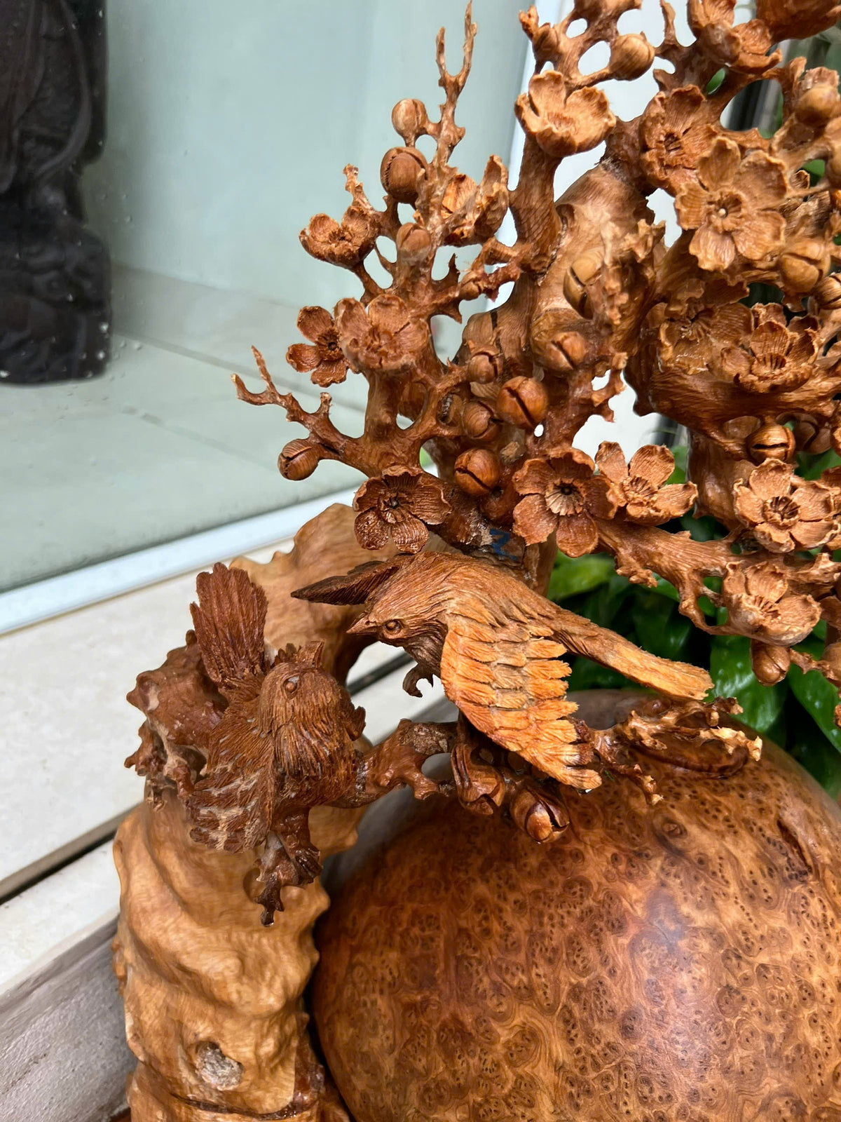 Bình Phú Quý Chạm Mai Uyên Ương Gỗ  Nu Ngọc Am