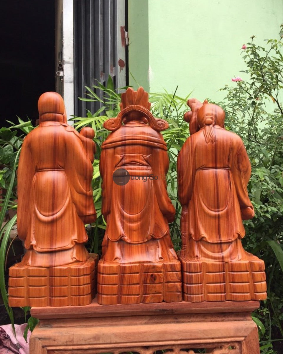 Tượng Tam Đa Phúc Lộc Thọ Gỗ Hương Cao 40