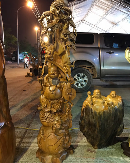Di Lặc Ngũ Phúc Gỗ Bách Xanh