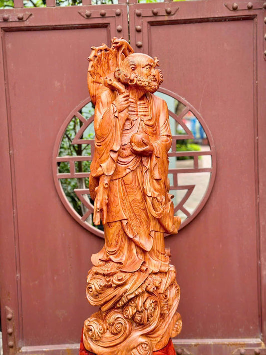 Tượng Gỗ Hương Đạt Ma Quá Hải - Phong Thủy Cao 80cm