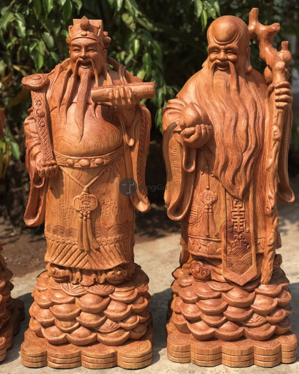 Tam Đa Phúc Lộc Thọ Gỗ Hương Đá