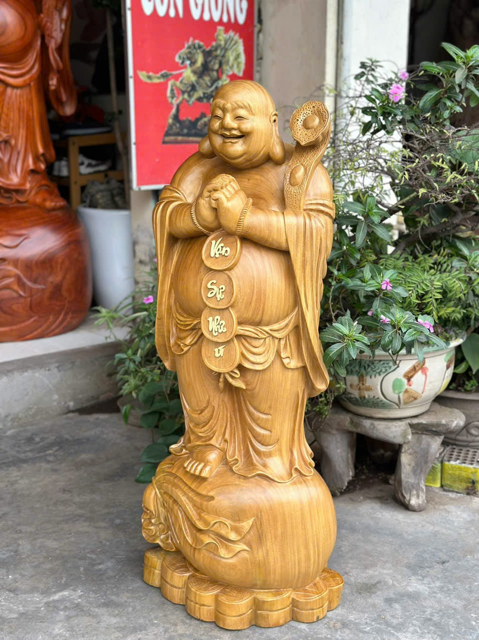 Tượng Phật Di Lặc Chúc Phúc Gỗ Cẩm Vàng  Cao 110cm