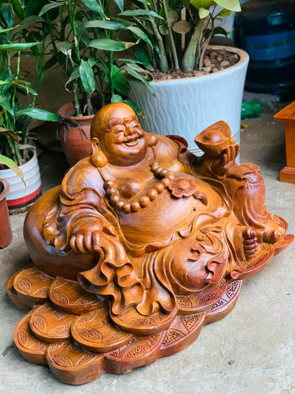 Tượng Di Lặc Ngồi Bảo Tiền Ngang 65cm