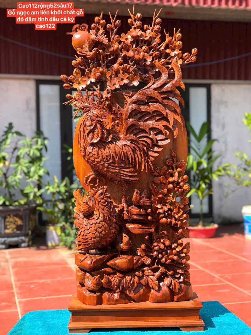 Gia Đình Gà Gỗ Phù Dung Ngọc Am - Cao Cấp Cao 112cm