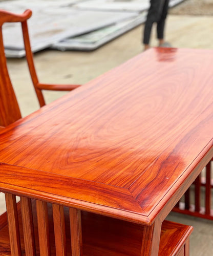 Bộ Bàn Gỗ Làm Việc Giám Đốc Thiết Kế Đơn Giản- Gỗ Hương đỏ Cao Cấp Ngang 167cm