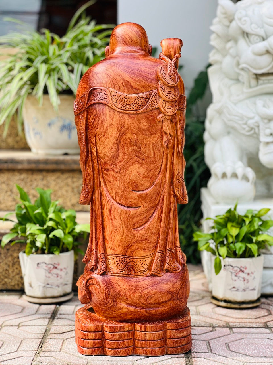 Tượng gỗ di lặc chúc phúc phong thủy cao 68cm