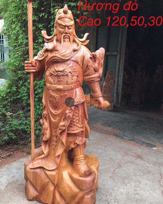 Quan Công Chống Đao Gỗ Hương Cao 120 Hương Đỏ