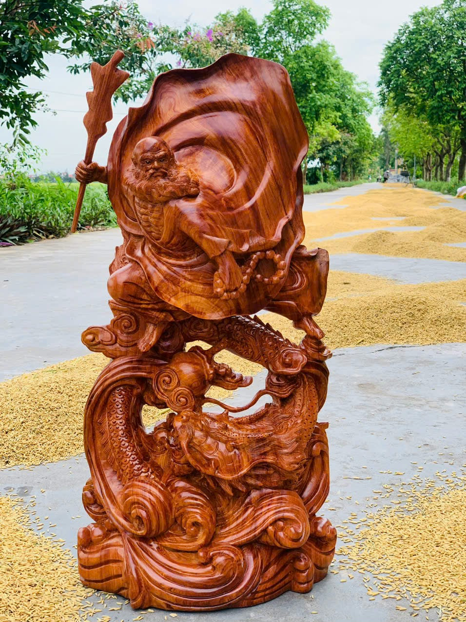 Tượng Đạt Ma  Hàng Long Gỗ Hương Đá Cao 70cm