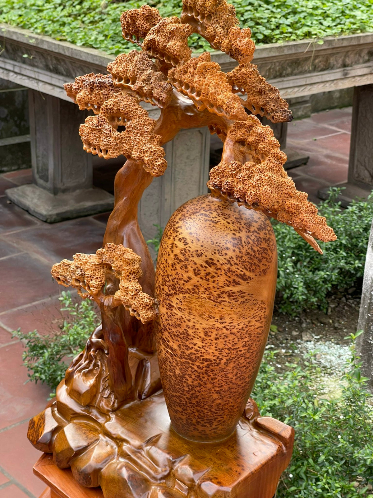 Bình chum gỗ phú quý từ gốc tùng - nu ngọc am,