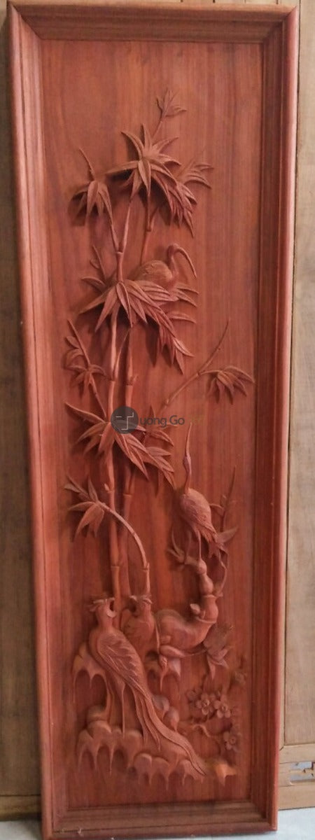 Tranh Tứ Quý - Gỗ Hương - Khung Đơn