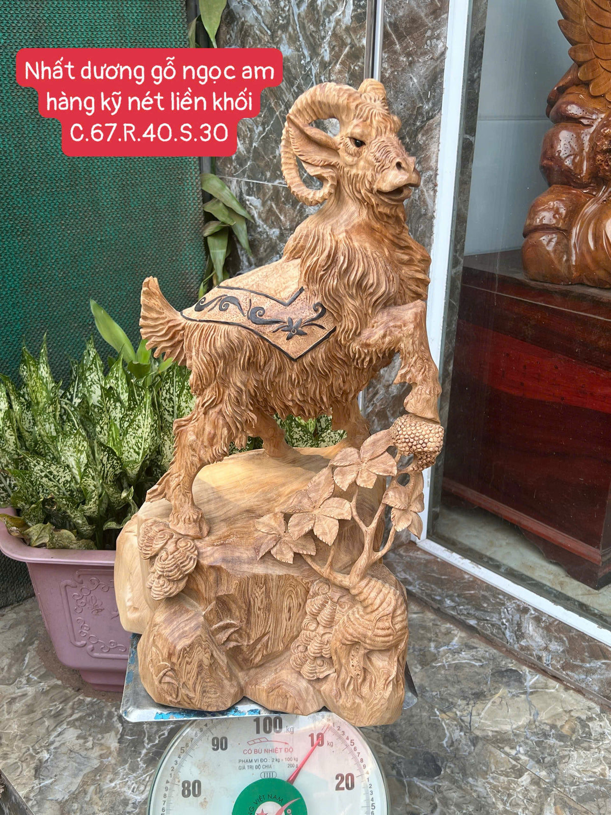 Tượng Linh Vật Con Dê Nhất Dương Gỗ Ngọc Am