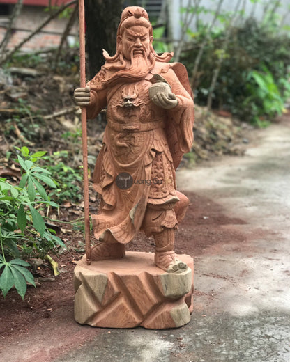 Tượng Quan Công Chống Đao Gỗ Hương