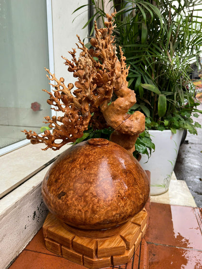 Bình Phú Quý Chạm Mai Uyên Ương Gỗ  Nu Ngọc Am