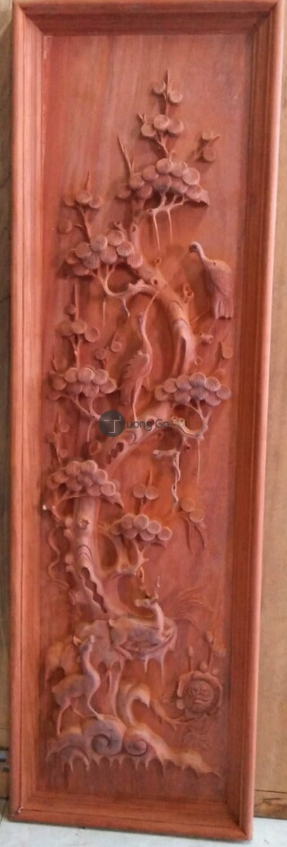 Tranh Tứ Quý - Gỗ Hương - Khung Đơn