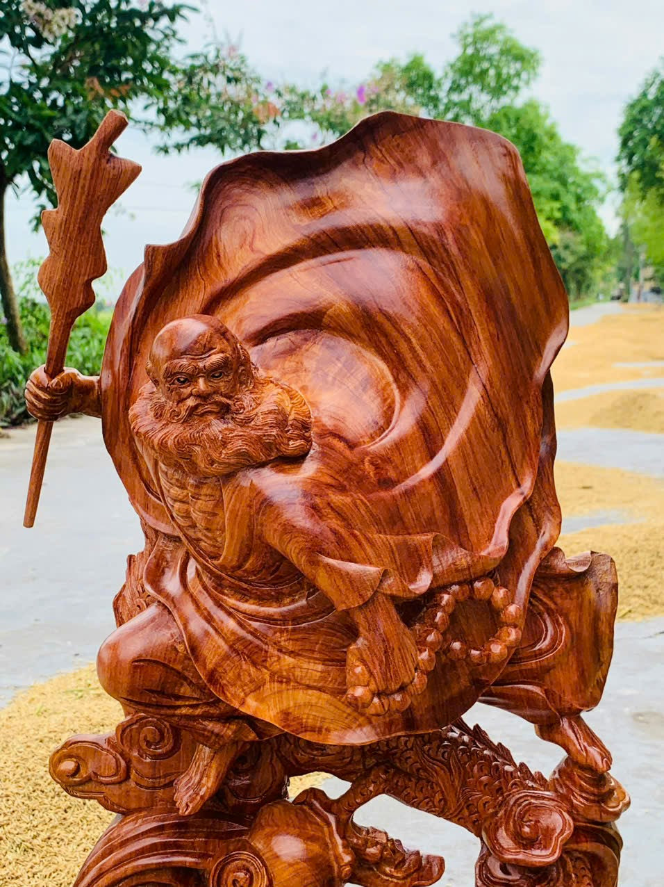 Tượng Đạt Ma  Hàng Long Gỗ Hương Đá Cao 70cm