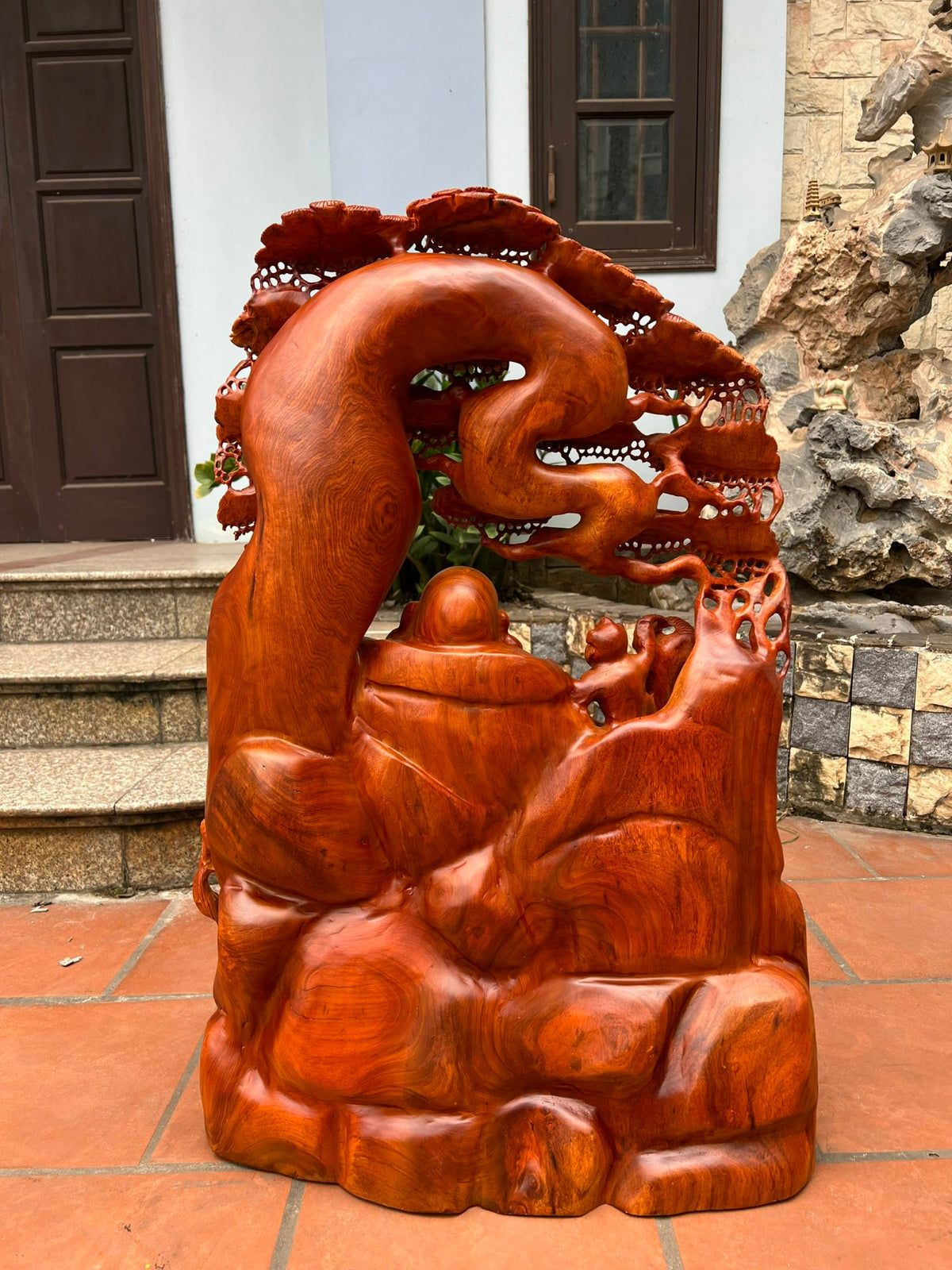 Tượng Di Lặc Ngũ Phúc Gỗ Hương Ta Cao 85