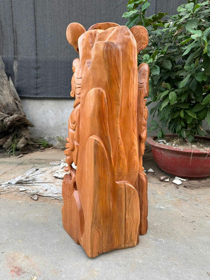 Tượng Di Lạc Đứng Sâm Trường Thọ Gỗ Ngọc Am Cao 86cm