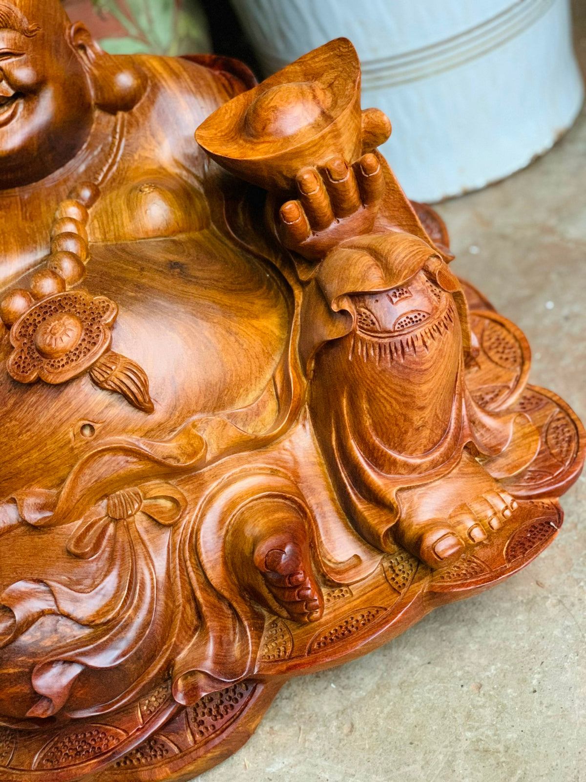 Tượng Di Lặc Ngồi Bảo Tiền Ngang 65cm