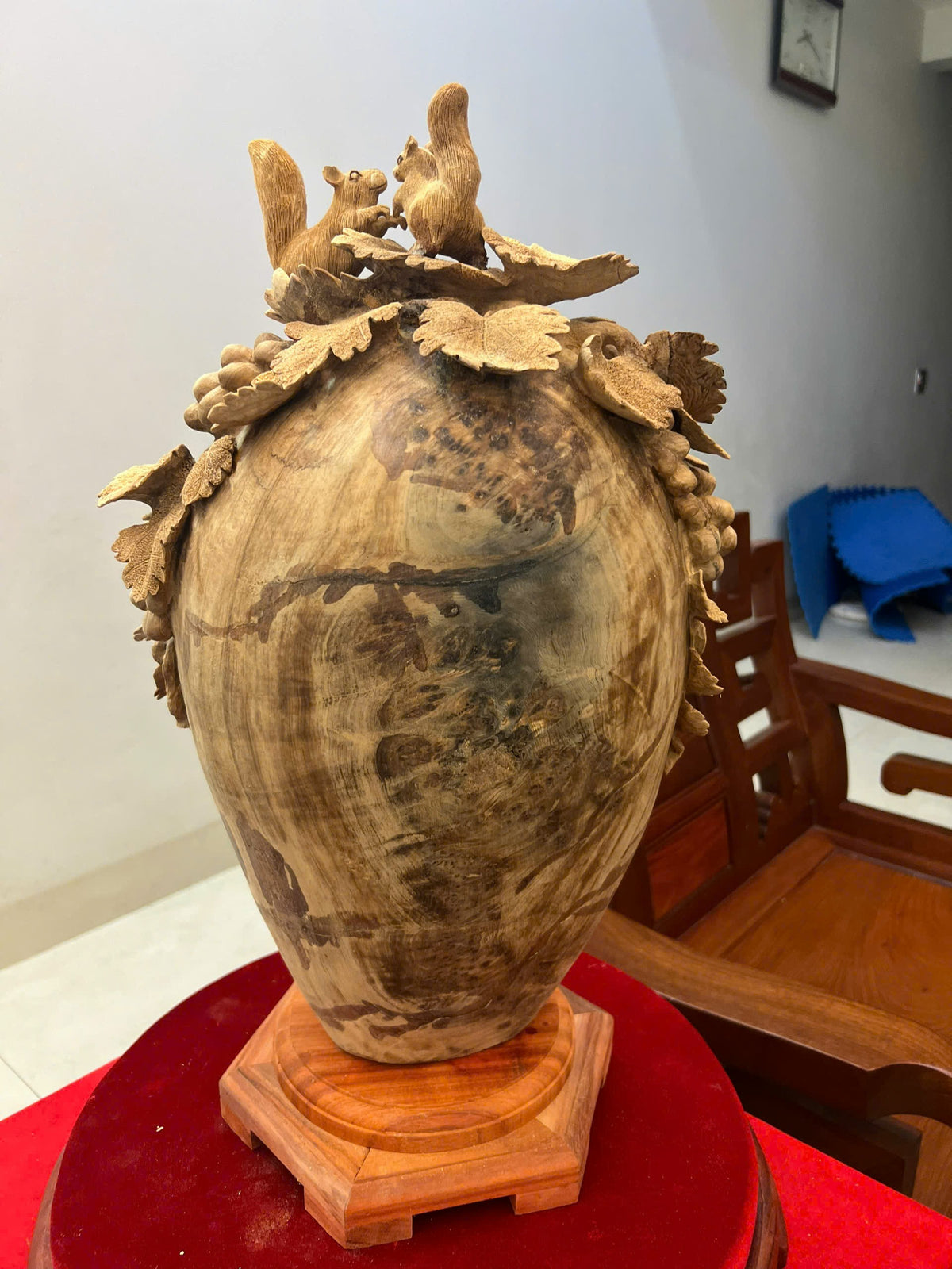 Bình Phú Quý Nho Sóc Gỗ Nu Ngọc Am -  Phong Thủy Cao 54cm