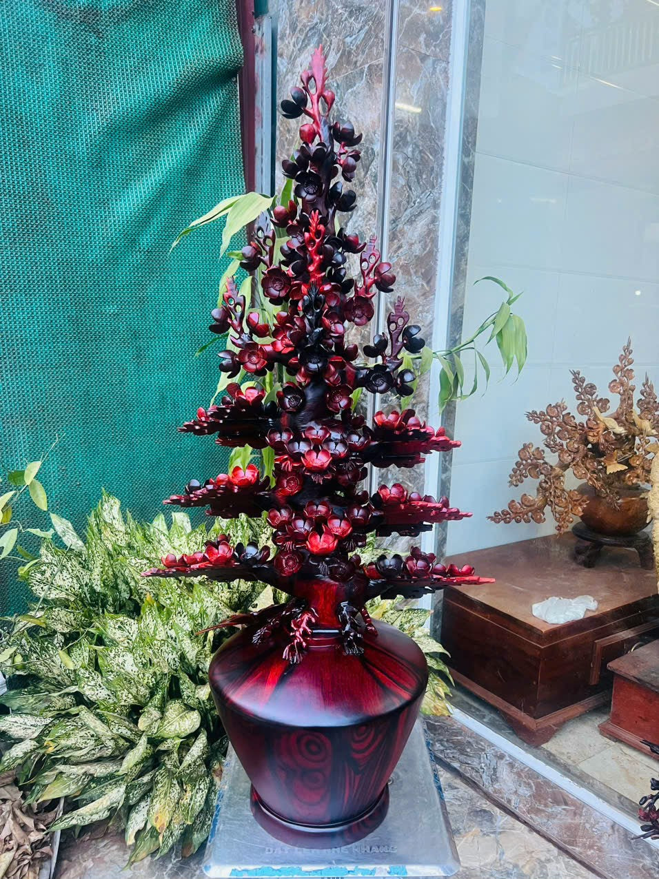 Hàng Thủ Công Kỹ Nghệ - Bình Hoa Mai Gỗ Trắc Ta đỏ đen