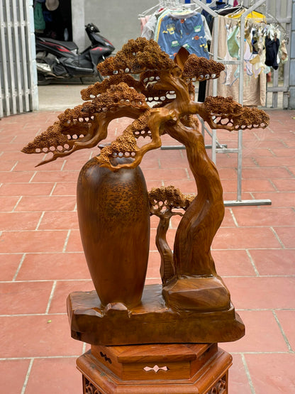 Bình chum gỗ phú quý từ gốc tùng - nu ngọc am,