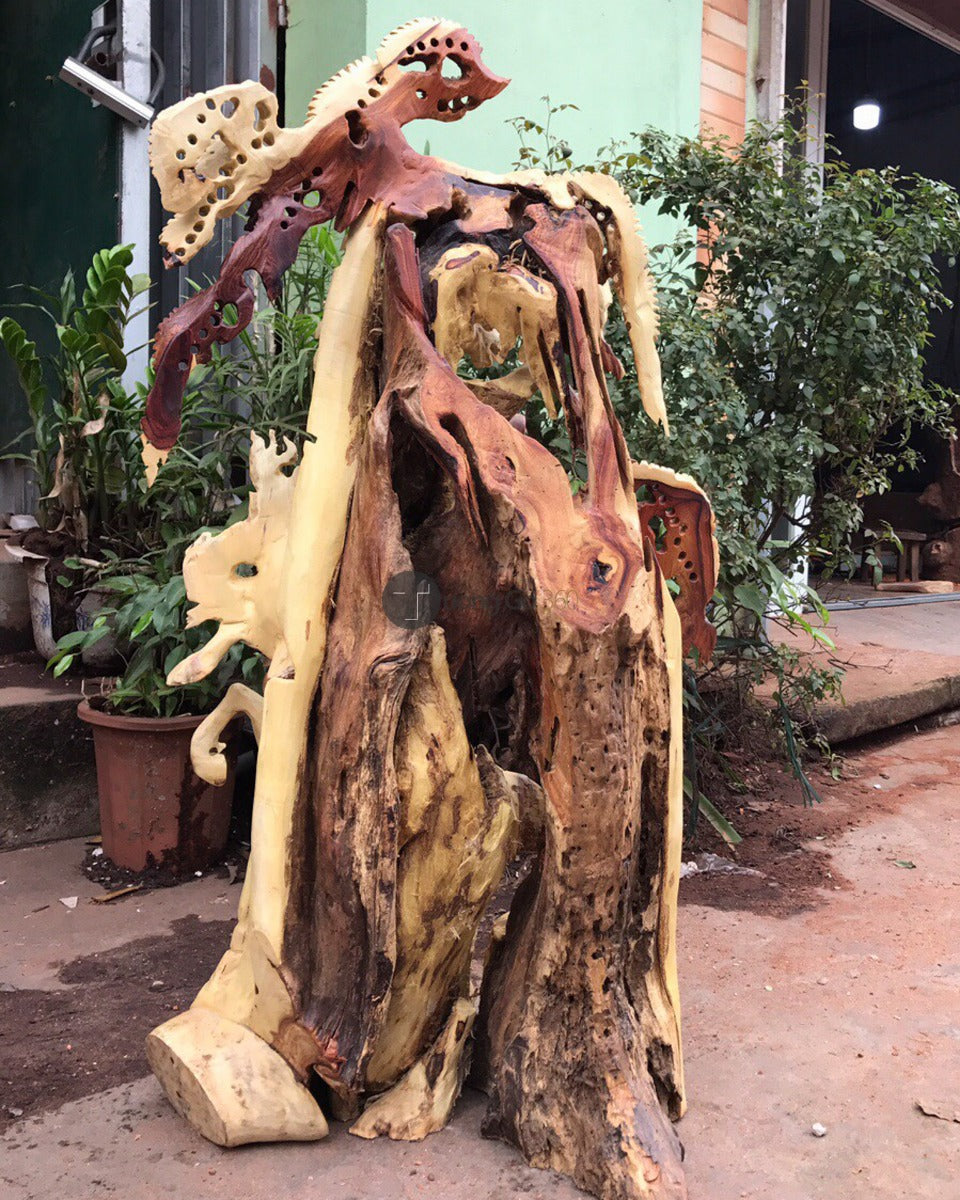 Tượng Song Mã Uyên Ương Gỗ Hương Ta