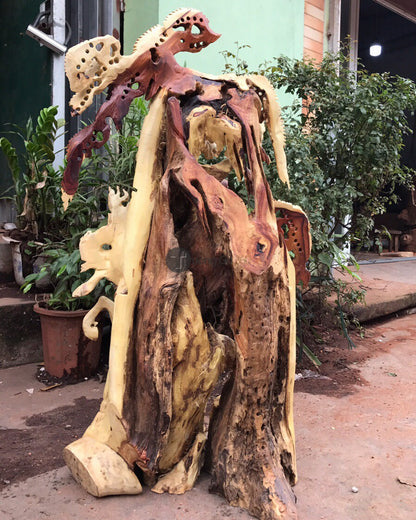 Tượng Song Mã Uyên Ương Gỗ Hương Ta