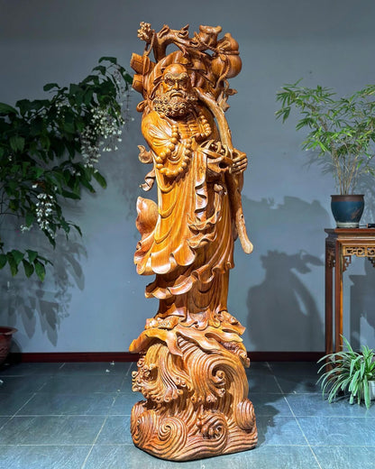 Tượng Đạt Ma Sư Tổ Nguyên Khối - Gỗ Hương Đá Cao 1m6