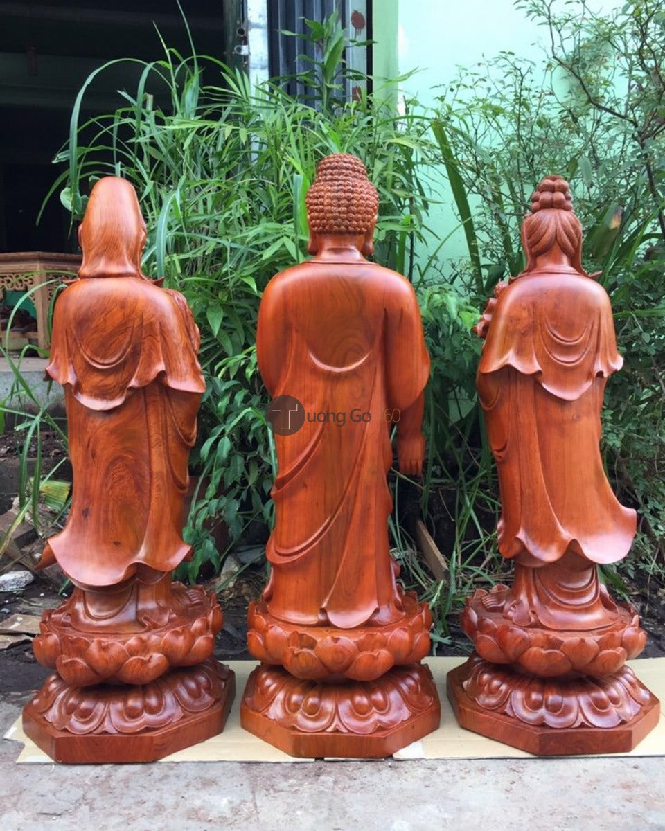Tây Phương Tam Thánh Đứng Đài Sen Cao 60cm