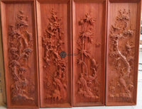 Tranh Tứ Quý - Gỗ Hương - Khung Đơn