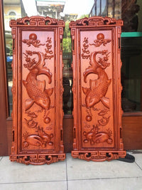 Tranh Gỗ Cá Chép Trông Trăng - Lý Ngự Vọng Nguyệt