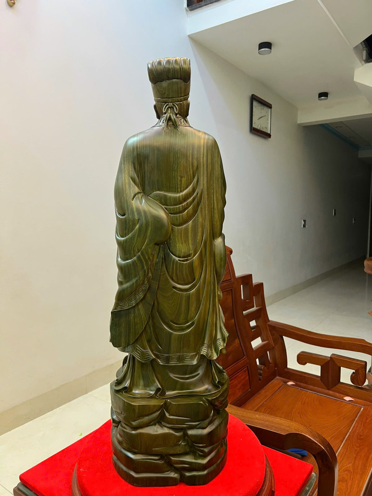 Tượng Khổng Minh Gỗ Trắc Xanh - Cao 80cm