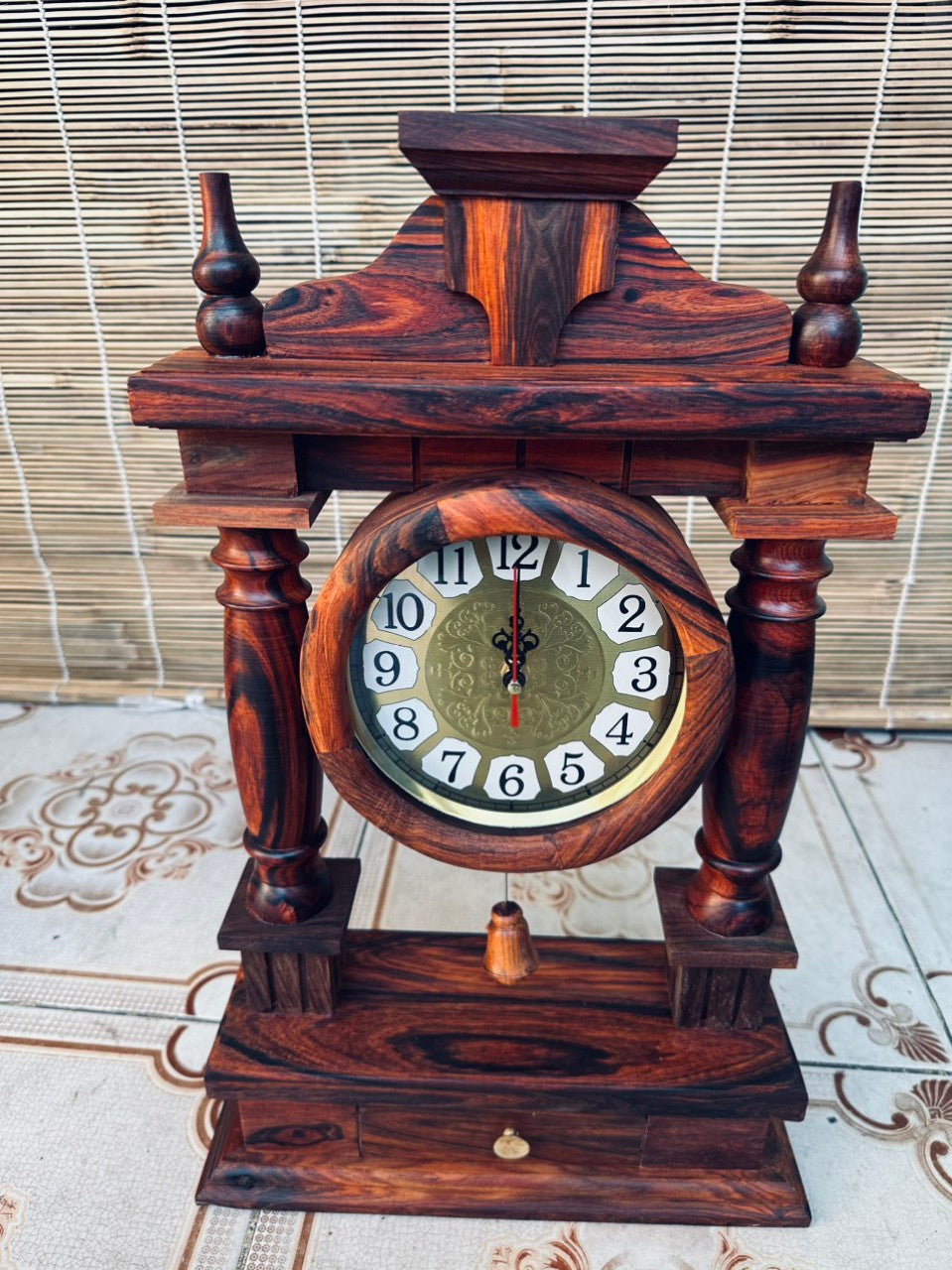 Đồng Hồ Để Bàn Gỗ Trắc Tự Nhiên Cao Cấp