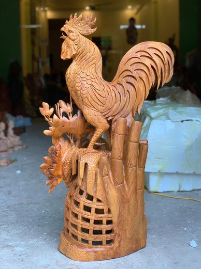 Tượng Gia Đình Gà - Hoa Phù Dung