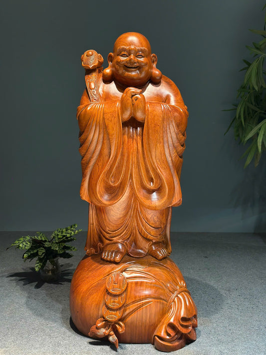 Tượng Di Lặc Chúc Phúc Gỗ Hương Đá - Cao 122cm