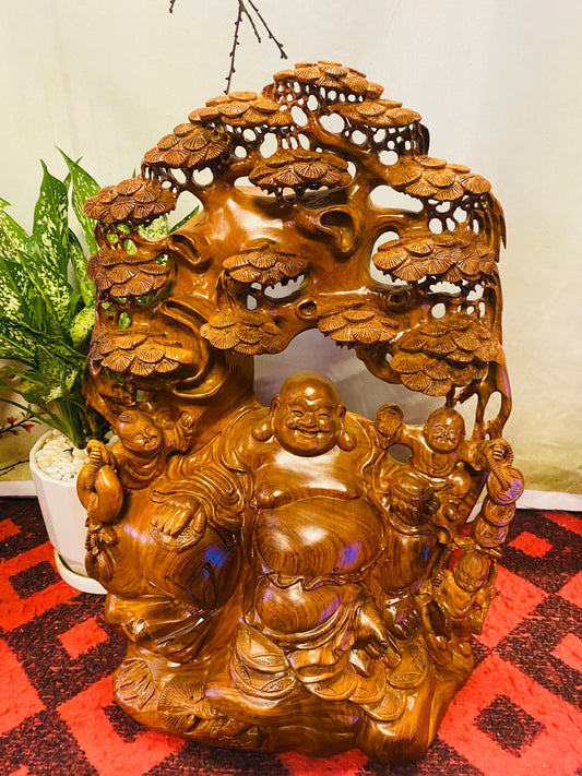 Tượng Di Lặc Gốc Tùng Hương Ta - Kích Thước Cao 55cm