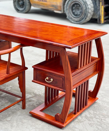 Bộ Bàn Gỗ Làm Việc Giám Đốc Thiết Kế Đơn Giản- Gỗ Hương đỏ Cao Cấp Ngang 167cm
