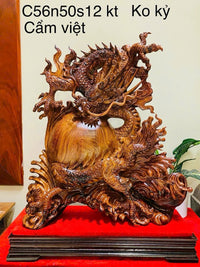 Tượng Linh Vật Rồng - Nhất Long Vờn Ngọc - Gỗ Cẩm Việt Kích Thước Cao 56cm