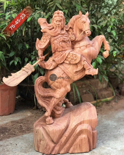Tượng Quan Công Cưỡi Ngựa Gỗ Hương