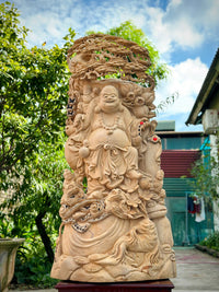 Tượng Di Lặc Tam Phúc Gỗ Ngọc Am - Hàng Mộc Nguyên Khối, Siêu Thơm